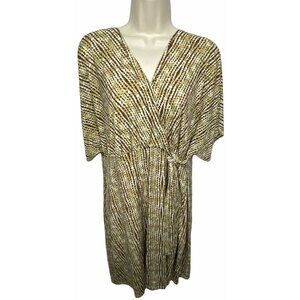 Jennifer Lopez Knit V-Neck Dress XL Tan Brown Gold